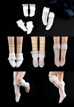 G10-363 ručne vyrábané hračky 1/12 GSC ob11 Bábika BJD/SD bábika rekvizity Príslušenstvo roztomilé Biele čipky ponožky 1pair