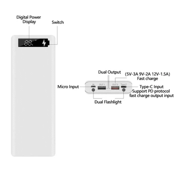 10*18650 Rýchle Nabíjanie Verzia Power Bank Prípade Dual USB Mobilný Telefón Nabíjať, QC 3.0 PD DIY Shell 18650 batérie, Držiak na Nabíjanie Box