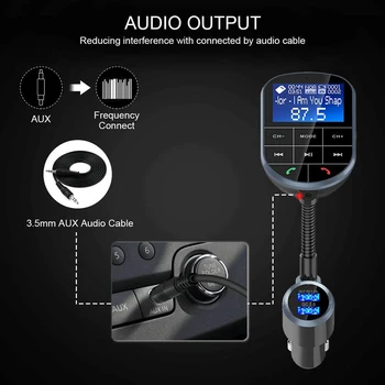 MR307 Bezdrôtové pripojenie Bluetooth FM RadioTransmitter Adaptér pre Auto Dual USB 3.0 Auto Nabíjačku s Handsfree Telefonovanie s A2DP) Aux