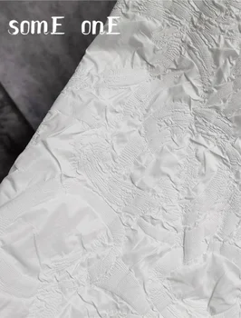 Skladaný Bublina Textílie, Biele Oválne Textúra Konkávne Konvexný DIY Škvrny Dekor Rekvizity Tvorivé Oblečenie Šaty Návrhára Textílie