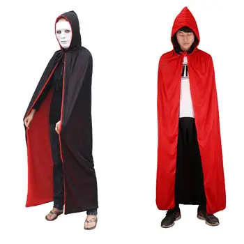 Halloween kostým satin dieťa dospelých žien smrti čierny červený plášť s kapucňou strašidelné s cape diabol úlohu hrať cosplay