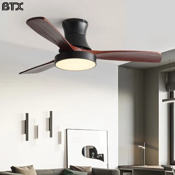 BTX dreva stropný ventilátor so svetlom LED moderná kuchyňa/ reštaurácia/spálňa nordic Nízkej podlahy osobnosti stropný ventilátor lampa 220V 110V