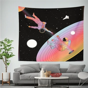 Spaceman Astronaut Stene Visí Gobelín Hippie Psychedelic Polyestry Vytlačené Tapisérie Spálňa Pozadí Dekor Stene Koberec