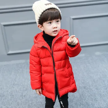Nové Chlapci Zimná Bunda s Kapucňou, červená a čierna farba, kabáty Jongens Winterjas Chlapci Zimná Bunda 7WT033