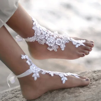 1 Pár Svadobné Sandále Naboso Topánky, Doplnky, Ponožky Flitrami Čipky Svadobné Dekor Reťazca Ženy Lady Pláži Nohy Šperky Reťazca