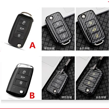 ABS Carbon Black Kľúča Vozidla Prípade, Kryt Reťaze Pre VW Golf, Bora, Jetta, POLO Golf Passat Škoda Octavia Fabia A5 SEAT Ibiza, Leon Tiguan