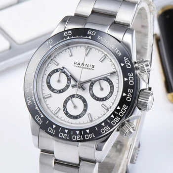 Parnis 39 mm VK Quartz Chronograf Hodinky Mužov Značky Luxusné Pilotných Obchodných Nepremokavé Sapphire Crystal Náramkové hodinky Relogio Masculino