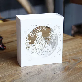 3D Laser Cut Ručné Box Tvar Vianoce Svätého Snowflake Stôl Dekorácie, Papierové Blahoželanie Pohľadnicu Nový Rok Kreatívny Darček