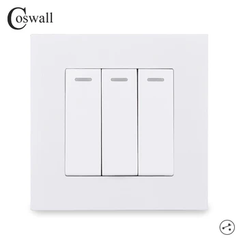 COSWALL PC Panel 3 Gang 2 tak On / Off Rocker Wall Light Switch Prepne Prejsť Cez Chodbu, Schodisko, Spínač DC 5-40V AC 90-250V