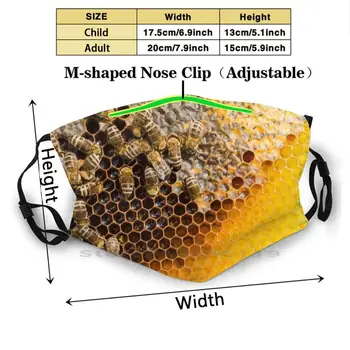 Honeycomb S Včely Opakovane Úst Tvár Masku S Filtrom Deti Bee Včely Uložiť Včely Žlté Kvety Roztomilý Med Bumblebee Čierna
