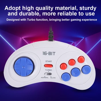 16Bit 9-Pin Herný ovládač S Funkciou Turbo Mini Prenosné hracie Konzoly Gamepad Ergonomického Ovládači Pre Sega