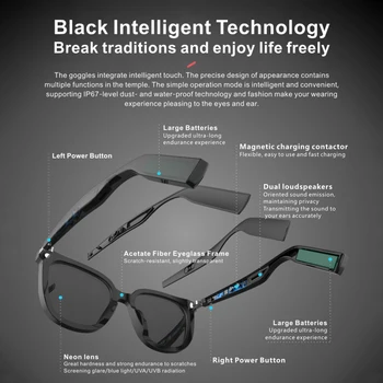 BONOLA Bezdrôtová slnečné okuliare okuliare smart telefón, mikrofón vonkajšie nepremokavé športové stereo hudby bezdrôtové slúchadlá