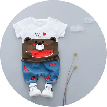 Letné Detské Chlapčenské Odevy Sady Deti Sady Gentleman Deti, oblečenie pre deti, oblečenie Cartoon T-tričko+Nohavice Infant Bežné Vyhovuje