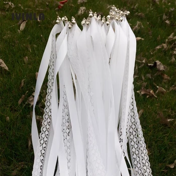 50pcs/veľa Bielej Čipky svadobné wands s sliver, zvon pre svadobné dekorácie