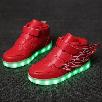 7ipupas Nový USB nabíjací topánky 25-35 svetelný topánky krídlo led obuv boys&girls módny trend 7 farieb svetelného tenisky