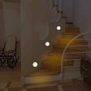 PIR Snímač Pohybu, Nočné Svetlo Batérie Powered LED Skriňa Svetlo S Samolepiace Nálepky Puk Svetlá pre Schodisko, Predsieň, Kuchyňa