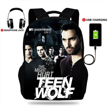 Boys&Girls teen wolf Tlače Multifunkčný Batoh USB Nabíjanie Školské Tašky pre Mladistvých Žien, Mužov Notebook Batoh Cestovné Tašky