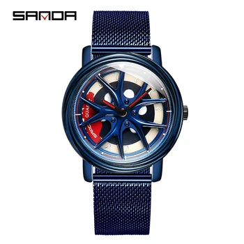 Hodinky pre mužov quartz náramkové hodinky z nerezovej ocele sledujte fashion Tvorivé rotujúce koleso nepremokavé športové potápanie Svetelný 2021