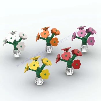Váza 10 nastaviť Stavebné Bloky, Kvety, Dekorácie Diy Tehly Rastlín pre Deti Vianočný Darček Vzdelávacie Deti Darček Hot 6 Farieb