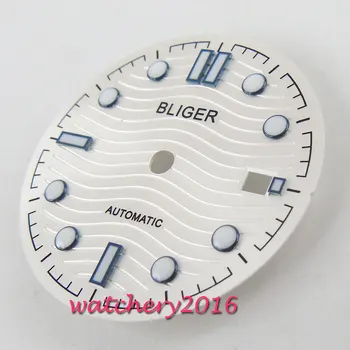 30.8 mm, Sterilné, biela Watch Dials Svetelný Dátum fit NH35 NH36 pohyb