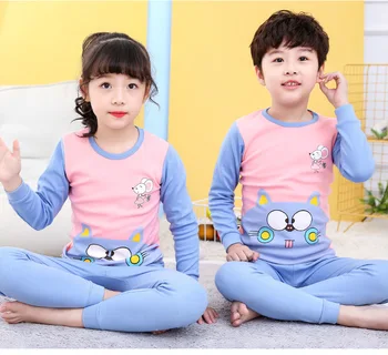 Dieťa Dieťa Pyžamo Cartoon Panda Pyžamá Deti Sleepwear 2KS Dlhým rukávom Pijamas Pre Chlapcov, Dievčatá, Deti Pyžamá Oblečenie Set