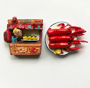 Japonsko Osaka Pražené Octopus Loptu cestovného Ruchu Suvenírov 3D Živice Chladnička Magnet Lobster Riadu Chladnička Magnet Domáce Dekorácie