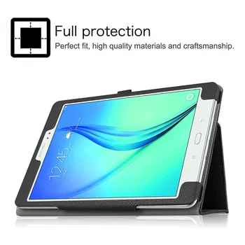 Puzdro pre Samsung Galaxy Tab 9,7 Litchi kože PU Kožené puzdro pre Samsung Galaxy Tab 9,7 SM-T550 T555 SM-P550 P555 Funda Stojan