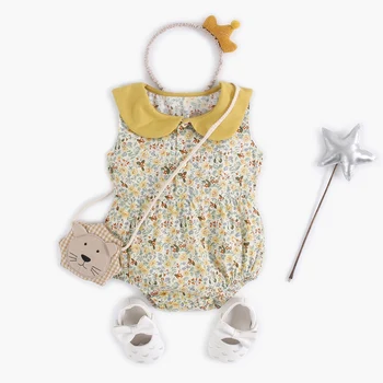 Sanlutoz Novorodenca Princezná Dievčatká Kombinézach Bavlna Dieťa Roztomilý Letné Oblečenie Kvety Dojčenské Oblečenie