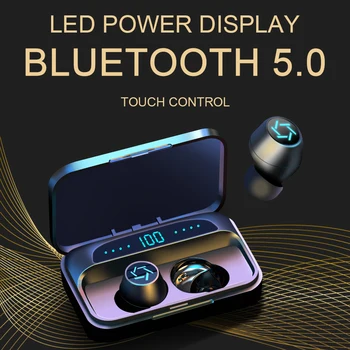 Slúchadlá bluetooth na ucho TWS 5.0 Bluetooth slúchadlá HD Bezdrôtové stereo Slúchadlá S Výkonom Banka Pre systém iOS, Android mobilný Telefón
