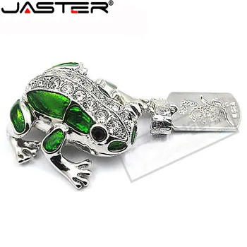 JASTER kovové žaba USB 2.0 flash pamäť s kľúčom 64 GB 32 GB, 16 GB 8 GB 4 GB darček krásne s diamantmi roztomilý