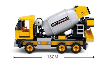 296Pcs Mesto Inžinierstva Cement Mixer Auto Truck urob si sám Tvorca Tehly Stavebné Bloky Sady Juguetes Brinquedos Deti Hračky
