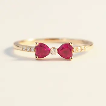 Jemná Luk Red Crystal Zásnubný Prsteň Malé A Jednoduché Dámske Šperky Factory Veľkoobchod