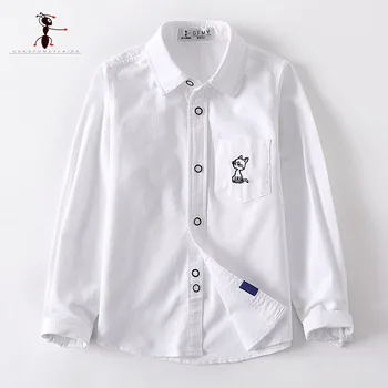 2019 Kung Fu Ant Originálny Dizajn Jar Oxford Bavlnené Chlapčenské Košele Modré Biele Školy Tričko 12T Veľké detské Košele 3354