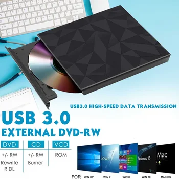 Externá DVD USB3.0/Typ C & USB DVD-RW CD-RW CD Census Horák Prenosné Optické Mechaniky Prehrávač Pre PC, Notebook, Mac OS