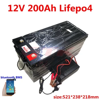 Nabíjateľná anti-voda 12.8 V Lifepo4 12V 200AH lítiové batérie BMS 200A s bluetooth pre Solárny systém invertor+20A Nabíjačky