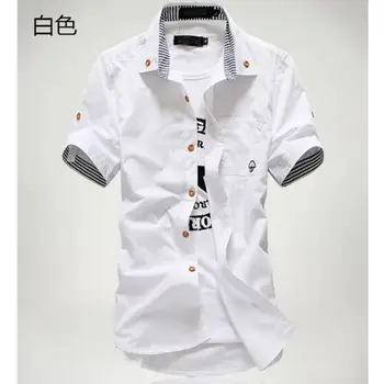 Cena za veľkoobchodné letné krátke puzdre tričko pánske Slim fit kórejský štýl, vyšívané odevy business bežné šaty, pánske shir