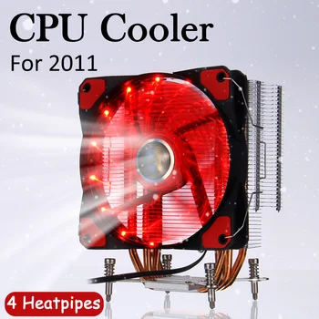 4 Heatpipe CPU Chladič pre Intel LGA 2011 12 cm Ventilátor Chladenia CPU RGB Chladenie Ventilátorom Chladnejšie PC Pokojnej Maskou Chladiča Červená