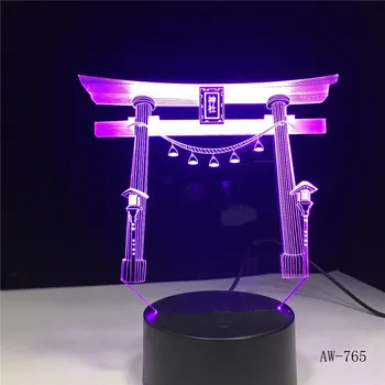 Japonský Svätyne Jinja USB 3D led Nočné svetlo Multicolor RGBW Festival Darček dekoratívne osvetlenie, Stolná lampa Spálňa Kvapka loď AW-765