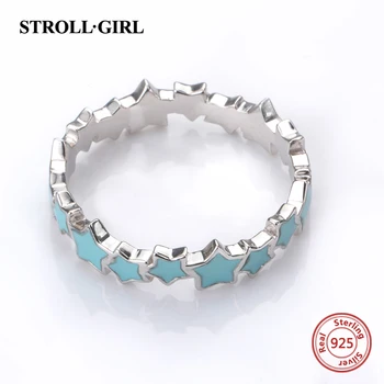 Strollgirl 925 Sterling Silver Star Prst Krúžky Svietiace v Tme Stohovateľné Krúžok pre Ženy, Módne Šperky, Darček, Doprava Zdarma