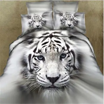 J Pc/4pcs Módne J D Realisticky Tiger a Bavlnená posteľná bielizeň Nastaviť Perinu Posteľ List s obliečky na Vankúše Twin Kráľovná King Size J 0A