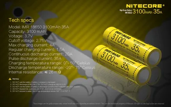 4pcs pôvodné Nitecore IMR18650 IMR 18650 batérie 3100mAh 35A batérie Vysoký Odtok Dobíjacie Batérie baterky baterky