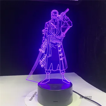 3D Led Tvorivé USB Dekoratívne Osvetlenie Anime Jeden Kus Tvar Dotknite sa Tlačidla Stolná Lampa Pre Spálne Osvetlenie Nočné Osvetlenie AW-2622