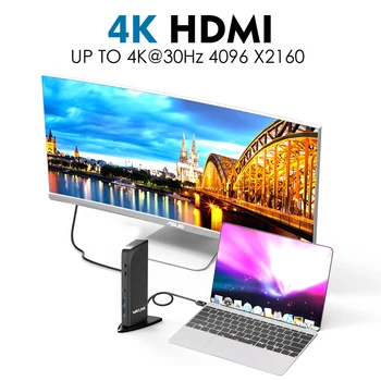 Wavlink Univerzálny USB C Duálne Zobrazovanie Dokovacej Stanice S 4K HDMI DVI Gigabit RJ45 60W PD Pre Okno Práca on-Line