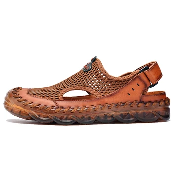 Merkmak Lete Originálne Kožené pánske Sandále Ručné Klasické Mužov Vychádzkové Topánky Plážové Sandále Vonkajšie Mužov Rímske Sandále Veľká Veľkosť