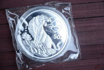 Zriedkavé 999 Shanghai Mint 5 oz Strieborné Mince,Tiger,doprava zdarma