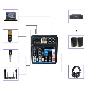 6-Kanálové Audio Mixer s USB Rozhraním Bluetooth DSP Zvukové Efekty, Zvuk, Miešanie Konzoly pre USB, Záznam K-pieseň Professional