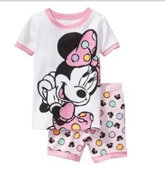 Nové Kreslené Pijamas Sleepwear Batoľa Oblečenie Značky Letné Deti, Dievčatá Elsa Anna Tlač Pyžamo Krátky Rukáv Nastaviť