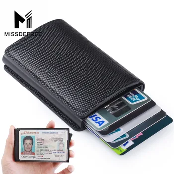 Slim Peňaženka pre Mužov Automatické kontextové Kreditnej Karty, Držiak S ID Okno vodičský Preukaz MetroPass RFID Blokovanie PU Kožené Peňaženky