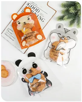 Medveď panda a opice stand-up taška, cookies, cranberry nugát, snowflake cookies, tlačidlo biscuit taška, cukor taška 50 ks cranberry
