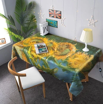 Van Gogh Olejové Maľby 3D Obrus Handričkou protiprachová Obdĺžnikový Stôl Kryt pre Strany Domova Nepremokavé Obrus 01